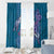 Hawaiian Turtle Love Couple Window Curtain - Sweet Hibiscus and Kakau Pattern Sapphire Color