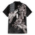 Hawaiian Turtle Love Couple Family Matching Long Sleeve Bodycon Dress and Hawaiian Shirt - Sweet Hibiscus and Kakau Pattern Grayscale Color