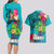 Hawaii Great Aloha Run 40th Anniversary Couples Matching Long Sleeve Bodycon Dress and Hawaiian Shirt With Turtle Mascot Marathon Hibiscus and Kakau LT03 - Polynesian Pride