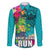 Hawaii Great Aloha Run 40th Anniversary Family Matching Long Sleeve Bodycon Dress and Hawaiian Shirt With Turtle Mascot Marathon Hibiscus and Kakau LT03 Dad's Shirt - Long Sleeve Turquoise - Polynesian Pride