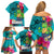 Hawaii Great Aloha Run 40th Anniversary Family Matching Off Shoulder Short Dress and Hawaiian Shirt With Turtle Mascot Marathon Hibiscus and Kakau LT03 - Polynesian Pride