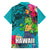 Hawaii Great Aloha Run 40th Anniversary Family Matching Off Shoulder Short Dress and Hawaiian Shirt With Turtle Mascot Marathon Hibiscus and Kakau LT03 - Polynesian Pride