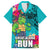 Hawaii Great Aloha Run 40th Anniversary Family Matching Short Sleeve Bodycon Dress and Hawaiian Shirt With Turtle Mascot Marathon Hibiscus and Kakau LT03 Dad's Shirt - Short Sleeve Turquoise - Polynesian Pride