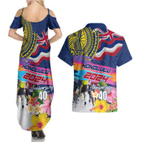 Hawaii Great Aloha Run 40th Anniversary Couples Matching Summer Maxi Dress and Hawaiian Shirt Hibiscus and Kakau Pattern LT03 - Polynesian Pride