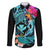 Hawaii Family Matching Off Shoulder Short Dress and Hawaiian Shirt Whale Mix Hibiscus and Kanaka Maoli LT03 Dad's Shirt - Long Sleeve Black - Polynesian Pride