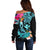 Hawaii Off Shoulder Sweater Whale Mix Hibiscus and Kanaka Maoli LT03 - Polynesian Pride