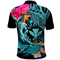 Hawaii Polo Shirt Whale Mix Hibiscus and Kanaka Maoli LT03 - Polynesian Pride