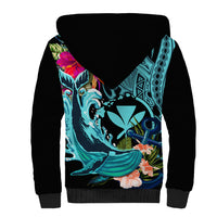 Hawaii Sherpa Hoodie Whale Mix Hibiscus and Kanaka Maoli LT03 - Polynesian Pride