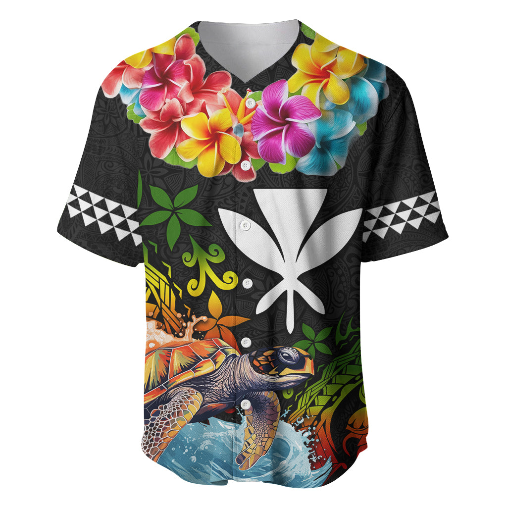 Hawaii Lei Day Baseball Jersey Hibiscus Wreath and Polynesian Pattern