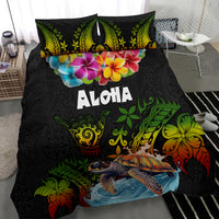 Hawaii Lei Day Bedding Set Hibiscus Wreath and Polynesian Pattern LT03 - Polynesian Pride