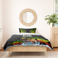 Hawaii Lei Day Bedding Set Hibiscus Wreath and Polynesian Pattern LT03 - Polynesian Pride