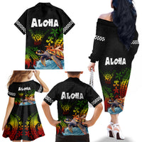 Hawaii Lei Day Family Matching Off The Shoulder Long Sleeve Dress and Hawaiian Shirt Hibiscus Wreath and Polynesian Pattern LT03 - Polynesian Pride