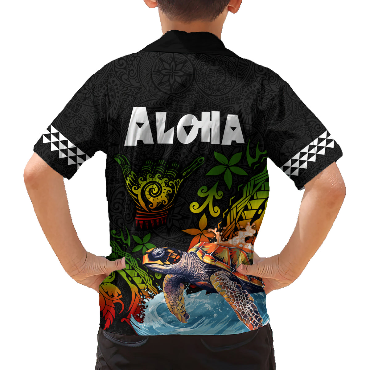 Hawaii Lei Day Family Matching Short Sleeve Bodycon Dress and Hawaiian Shirt Hibiscus Wreath and Polynesian Pattern LT03 - Polynesian Pride