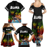 Hawaii Lei Day Family Matching Summer Maxi Dress and Hawaiian Shirt Hibiscus Wreath and Polynesian Pattern LT03 - Polynesian Pride
