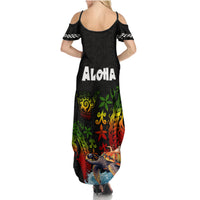 Hawaii Lei Day Family Matching Summer Maxi Dress and Hawaiian Shirt Hibiscus Wreath and Polynesian Pattern LT03 - Polynesian Pride