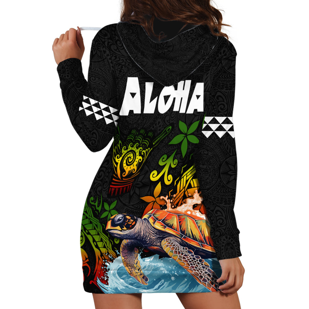 Hawaii Lei Day Hoodie Dress Hibiscus Wreath and Polynesian Pattern LT03 - Polynesian Pride