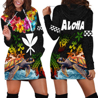 Hawaii Lei Day Hoodie Dress Hibiscus Wreath and Polynesian Pattern LT03 - Polynesian Pride