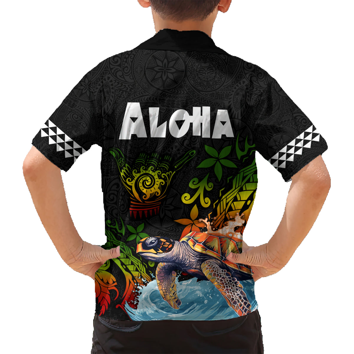 Hawaii Lei Day Kid Hawaiian Shirt Hibiscus Wreath and Polynesian Pattern LT03 - Polynesian Pride