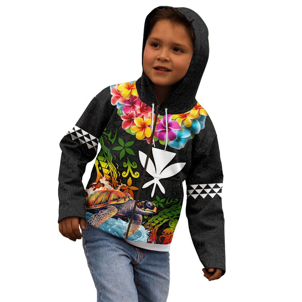 Hawaii Lei Day Kid Hoodie Hibiscus Wreath and Polynesian Pattern