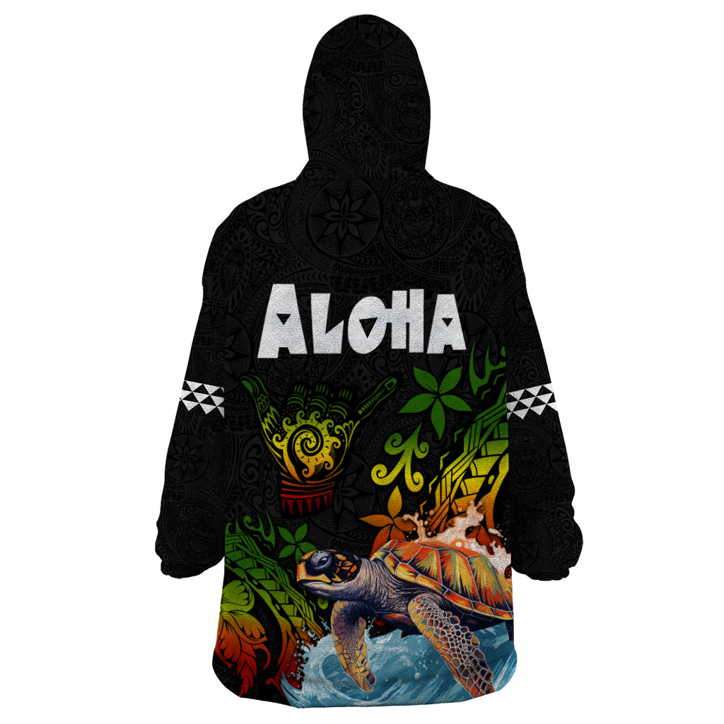 Hawaii Lei Day Wearable Blanket Hoodie Hibiscus Wreath and Polynesian Pattern LT03 - Polynesian Pride