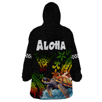 Hawaii Lei Day Wearable Blanket Hoodie Hibiscus Wreath and Polynesian Pattern LT03 - Polynesian Pride