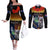 Australia and New Zealand ANZAC Day Couples Matching Off The Shoulder Long Sleeve Dress and Long Sleeve Button Shirt Tui Bird and Koala mix Maori and Aboriginal Pattern