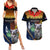 Australia and New Zealand ANZAC Day Couples Matching Summer Maxi Dress and Hawaiian Shirt Tui Bird and Koala mix Maori and Aboriginal Pattern