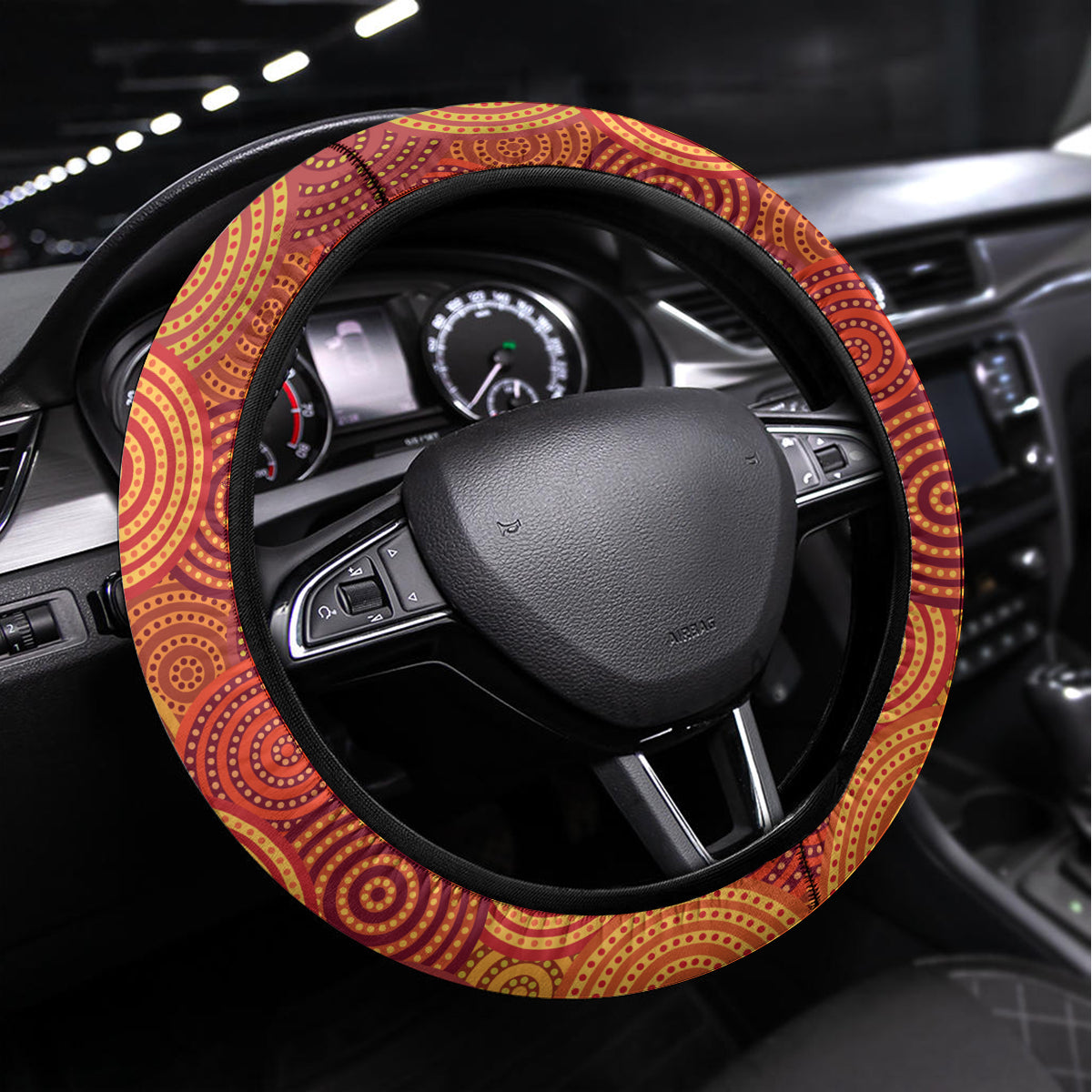 Australia and New Zealand ANZAC Day Steering Wheel Cover Tui Bird and Koala mix Maori and Aboriginal Pattern LT03 Universal Fit Black - Polynesian Pride