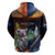 Australia and New Zealand ANZAC Day Zip Hoodie Tui Bird and Koala mix Maori and Aboriginal Pattern