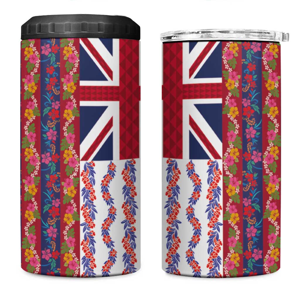 Hawaiian Lei 4 in 1 Can Cooler Tumbler National Flag Striped Style