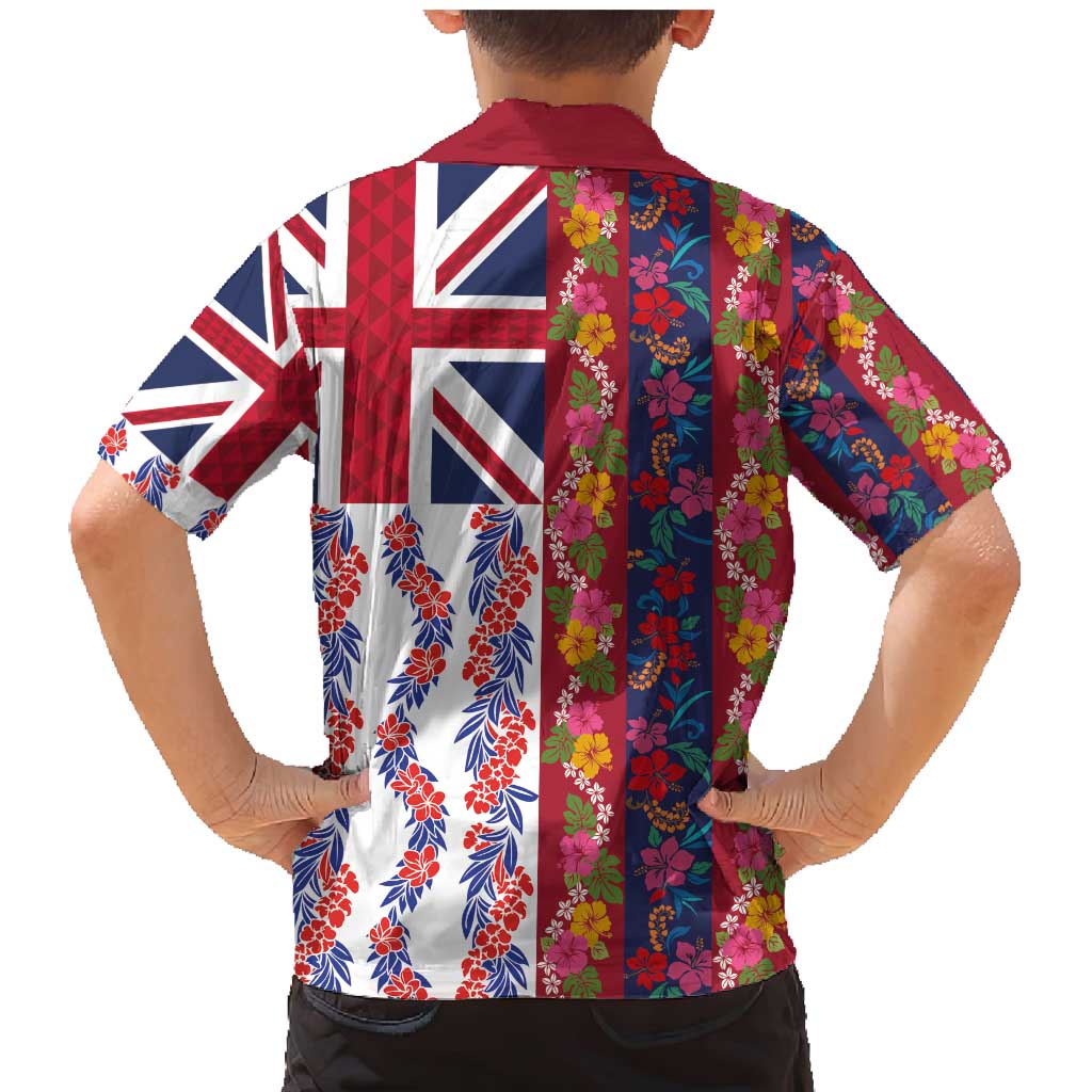 Hawaiian Lei Family Matching Mermaid Dress and Hawaiian Shirt National Flag Striped Style