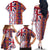 Hawaiian Lei Family Matching Off The Shoulder Long Sleeve Dress and Hawaiian Shirt National Flag Striped Style