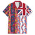 Hawaiian Lei Family Matching Off The Shoulder Long Sleeve Dress and Hawaiian Shirt National Flag Striped Style