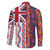 Hawaiian Lei Family Matching Off Shoulder Maxi Dress and Hawaiian Shirt National Flag Striped Style