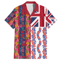 Hawaiian Lei Family Matching Puletasi and Hawaiian Shirt National Flag Striped Style