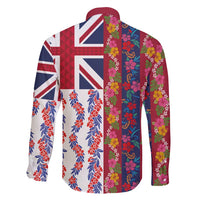 Hawaiian Lei Family Matching Short Sleeve Bodycon Dress and Hawaiian Shirt National Flag Striped Style