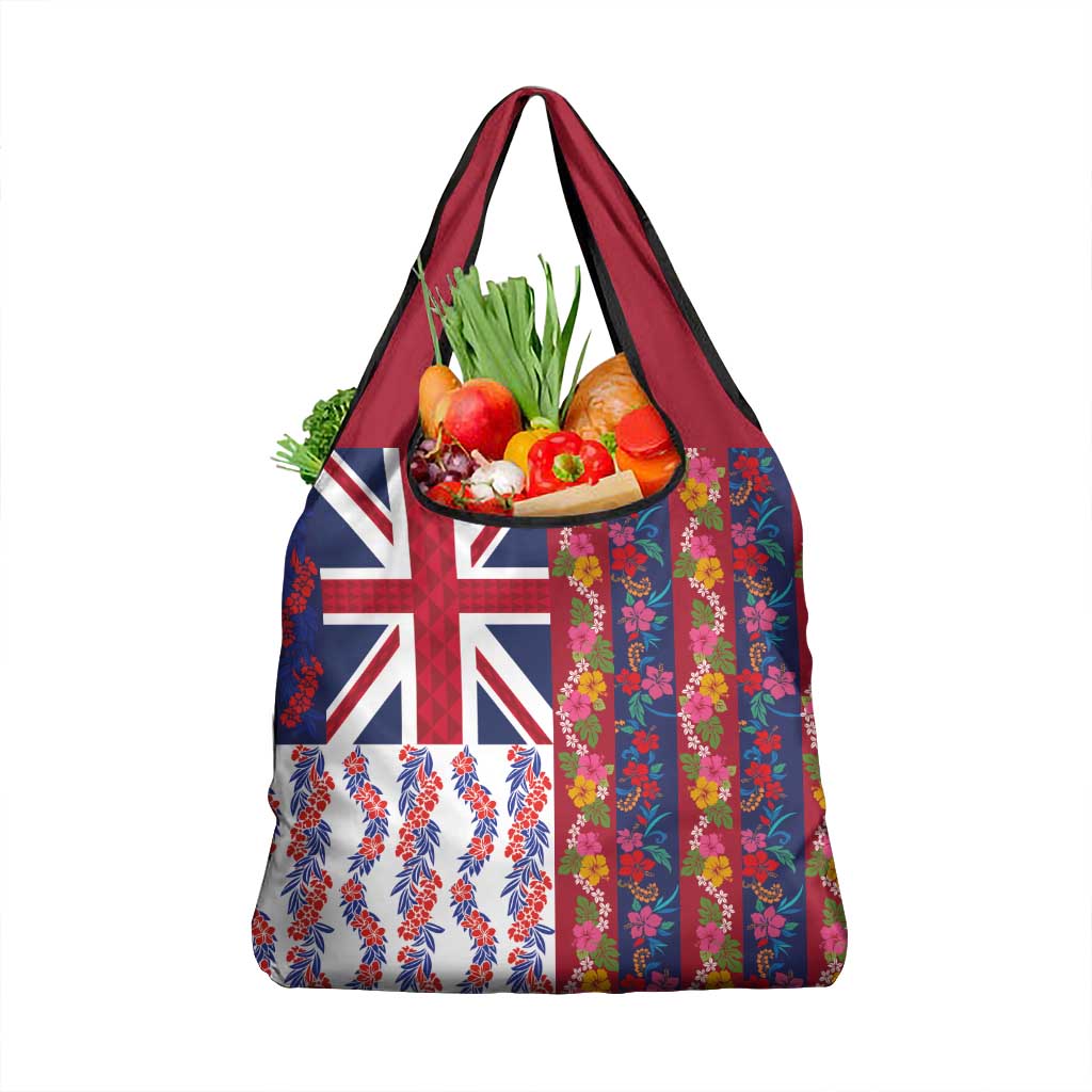 Hawaiian Lei Grocery Bag National Flag Striped Style LT03 1-pack One Size Red - Polynesian Pride