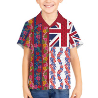 Hawaiian Lei Kid Hawaiian Shirt National Flag Striped Style LT03 Kid Red - Polynesian Pride