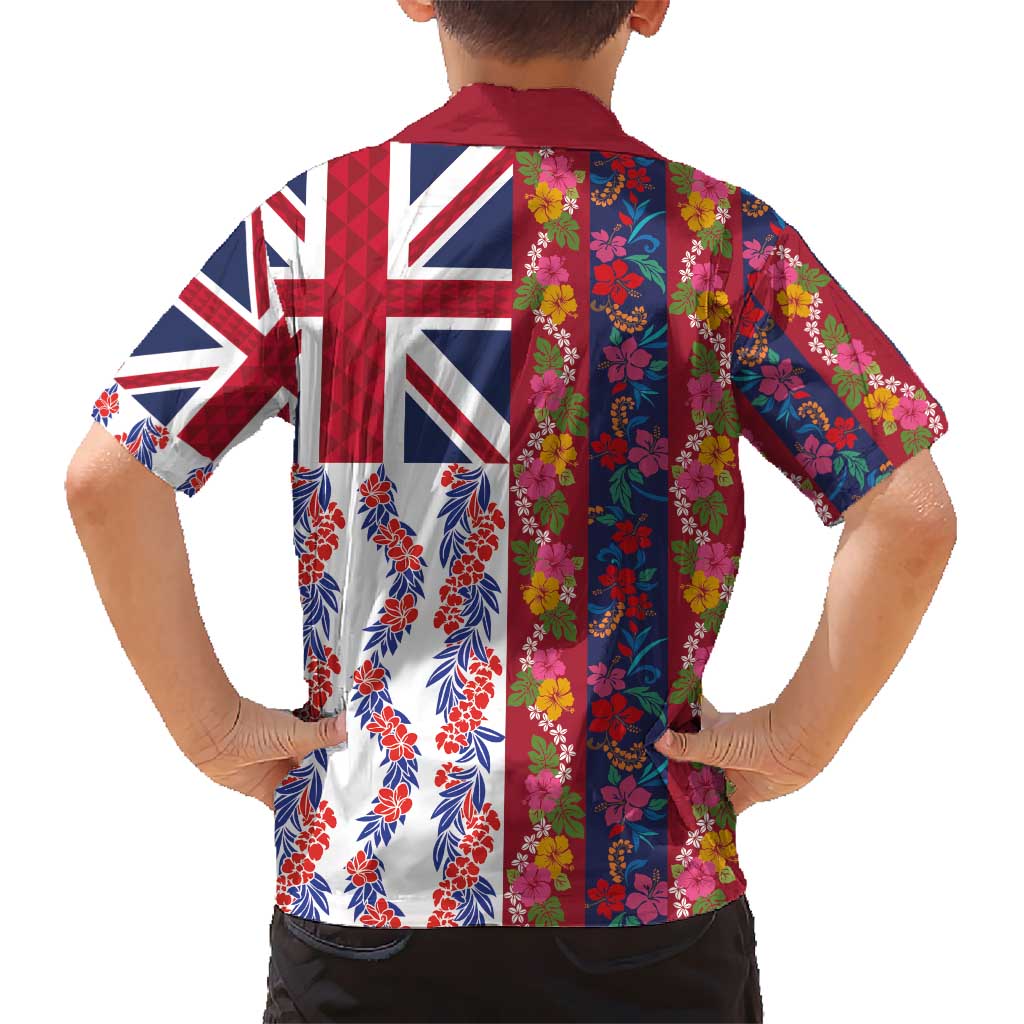 Hawaiian Lei Kid Hawaiian Shirt National Flag Striped Style LT03 - Polynesian Pride