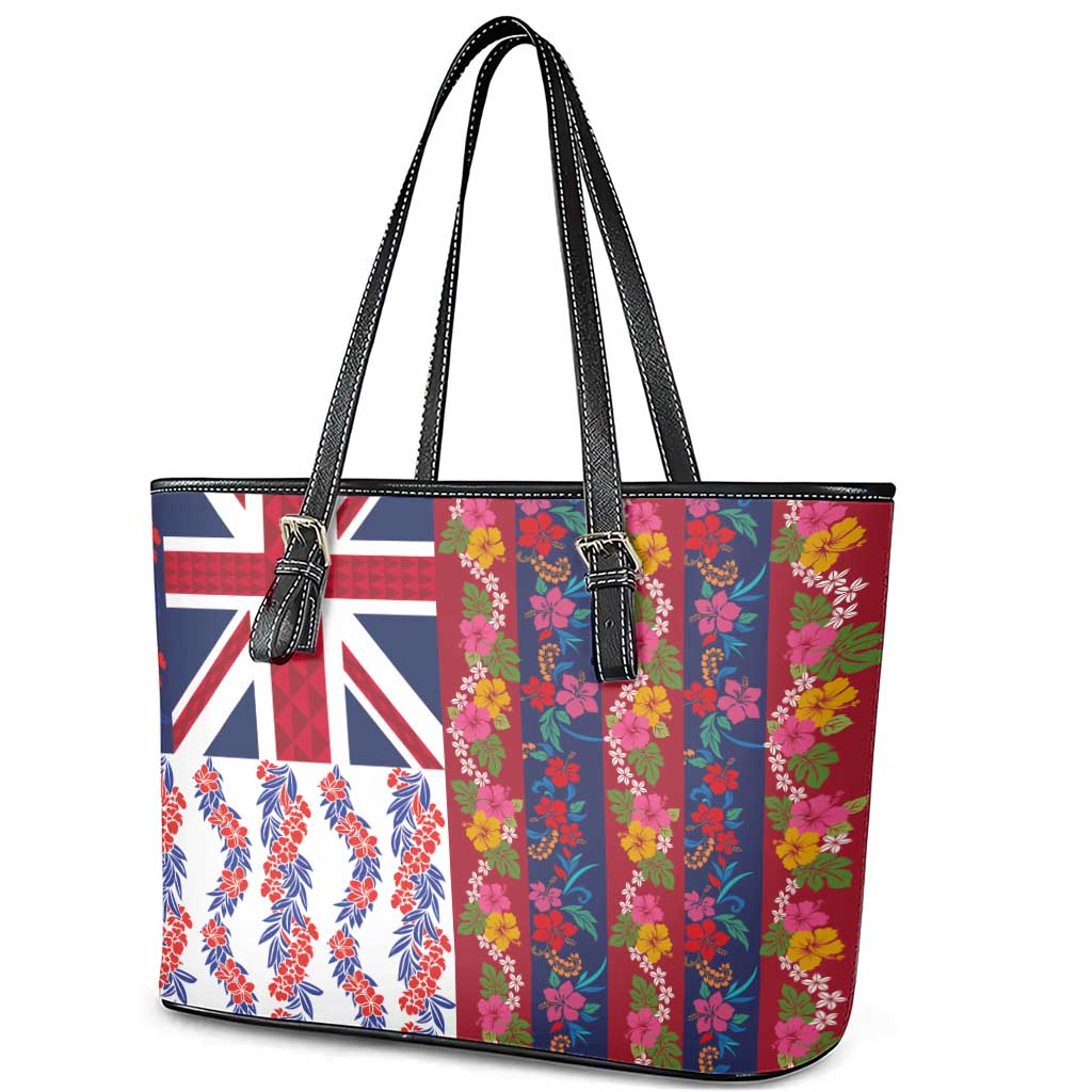 Hawaiian Lei Leather Tote Bag National Flag Striped Style