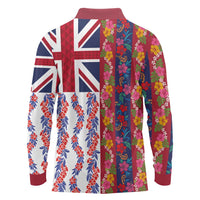 Hawaiian Lei Long Sleeve Polo Shirt National Flag Striped Style