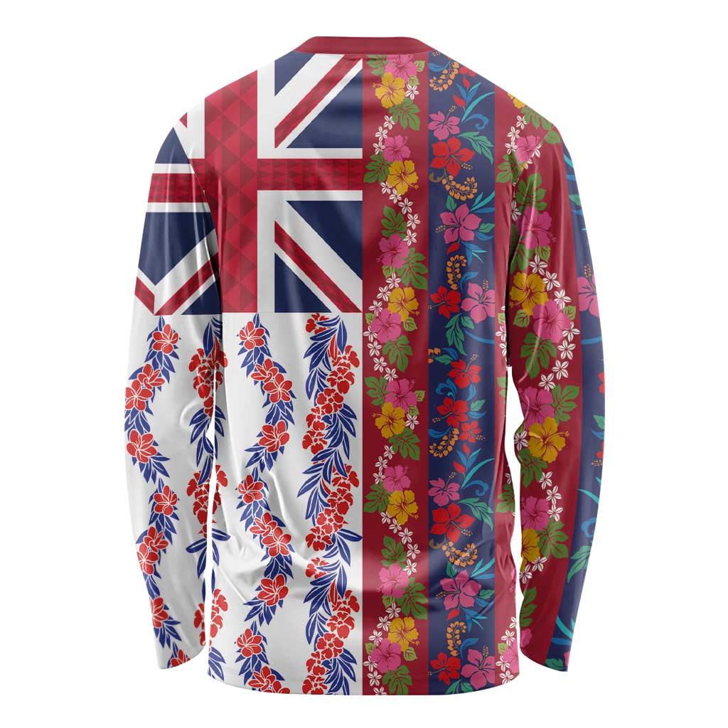 Hawaiian Lei Long Sleeve Shirt National Flag Striped Style LT03 - Polynesian Pride