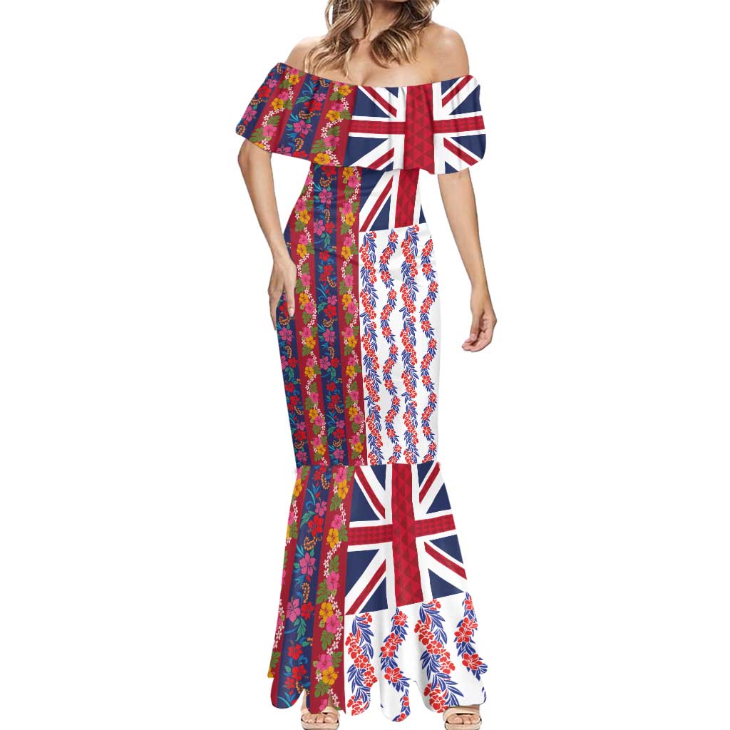 Hawaiian Lei Mermaid Dress National Flag Striped Style