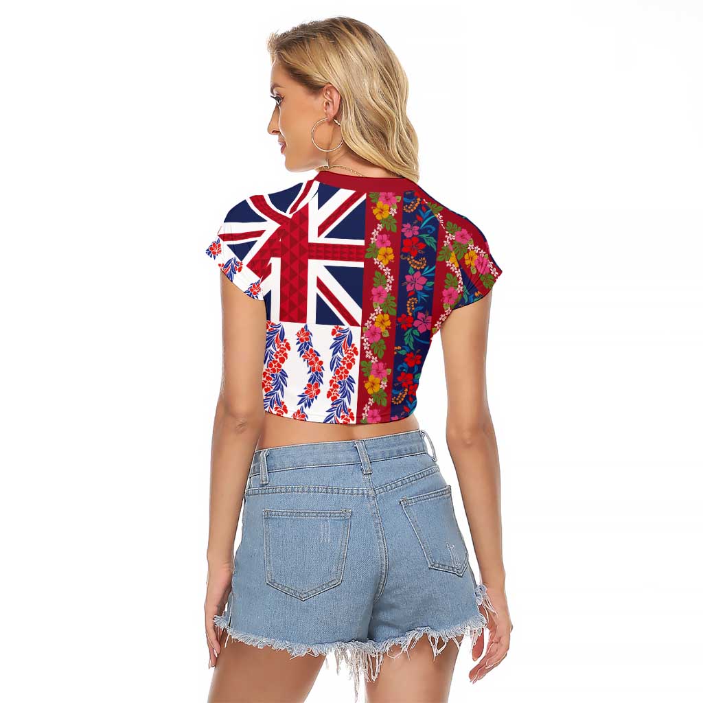 Hawaiian Lei Raglan Cropped T Shirt National Flag Striped Style