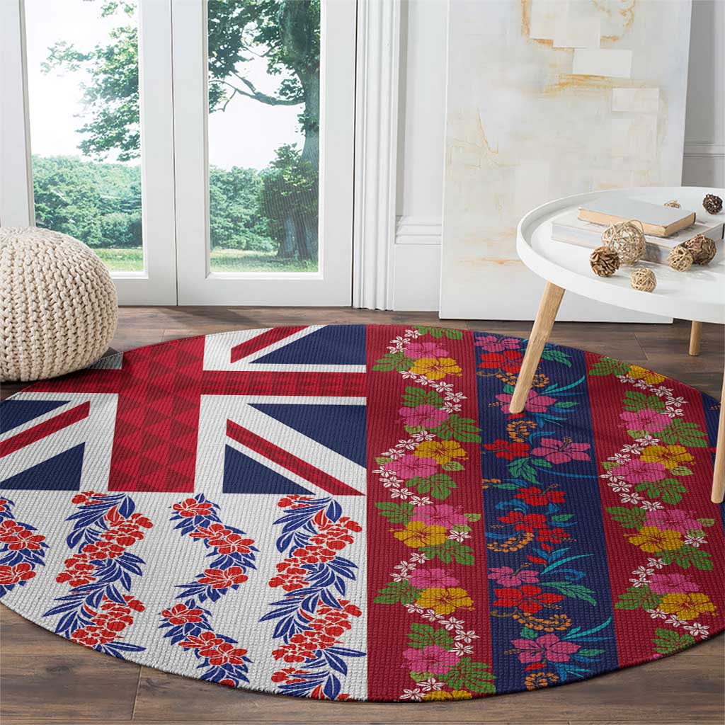Hawaiian Lei Round Carpet National Flag Striped Style