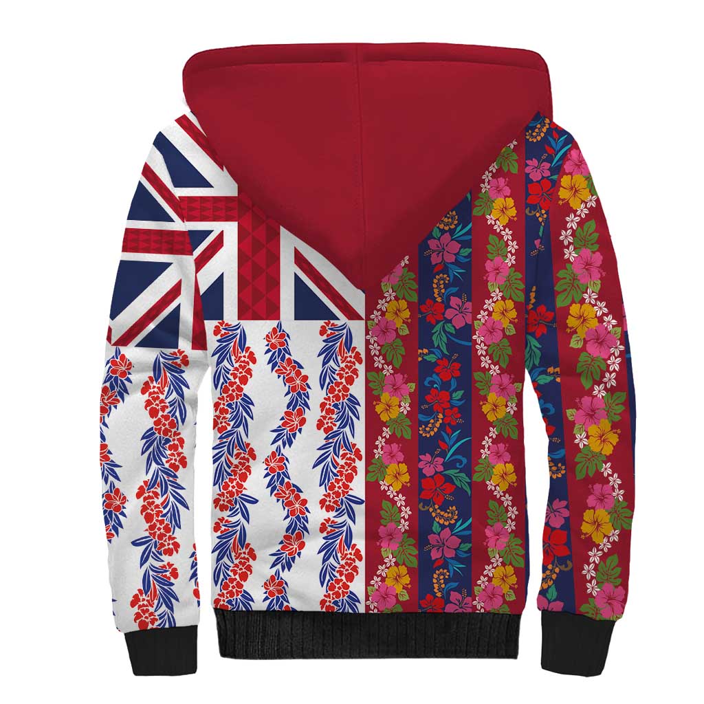 Hawaiian Lei Sherpa Hoodie National Flag Striped Style LT03 - Polynesian Pride