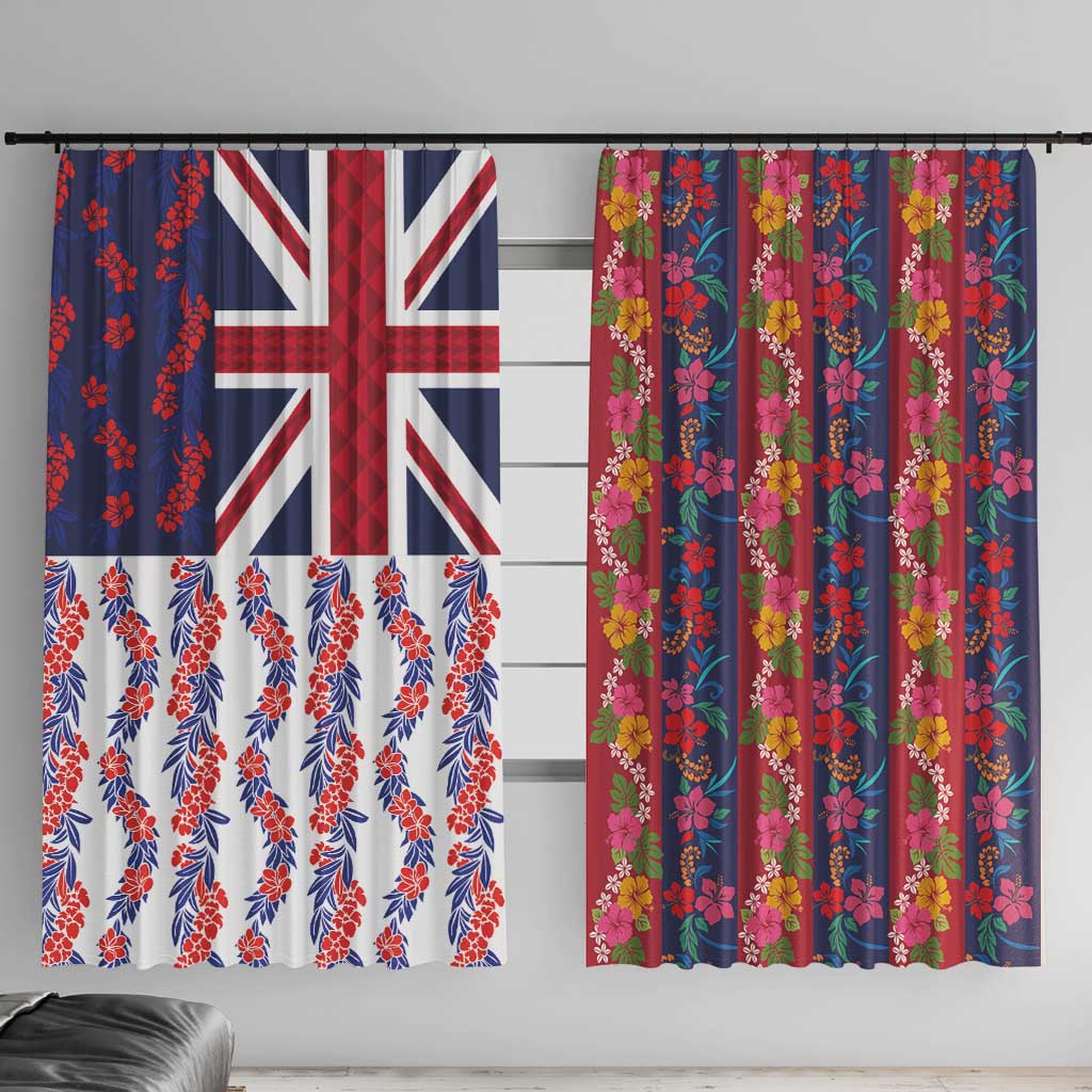 Hawaiian Lei Window Curtain National Flag Striped Style LT03 With Hooks Red - Polynesian Pride