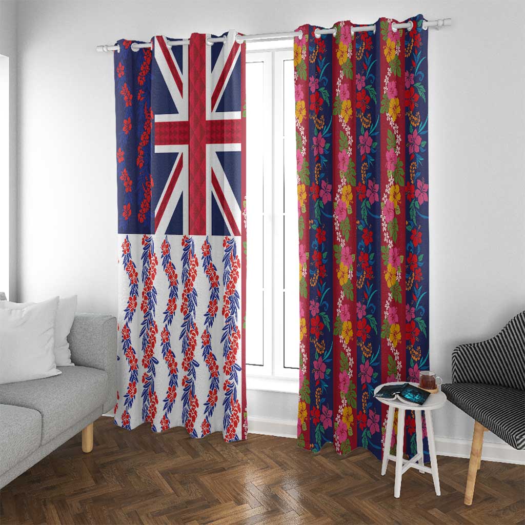 Hawaiian Lei Window Curtain National Flag Striped Style LT03 With Grommets Red - Polynesian Pride