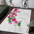 Hawaiian Hibiscus and Art Polynesian Tattoo Area Rug White Color