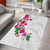 Hawaiian Hibiscus and Art Polynesian Tattoo Area Rug White Color